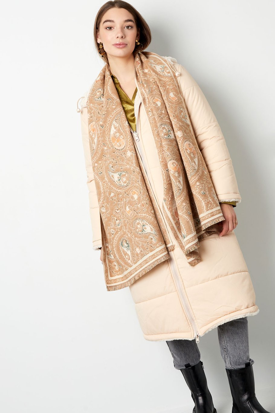 Schal mit Paisley-Print - Beige Bild2